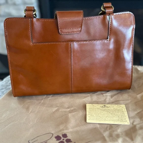✨LIKE NEW✨Patricia Nash Rienzo Satchel -Heritage British Tan LEATHER - Picture 3 of 16